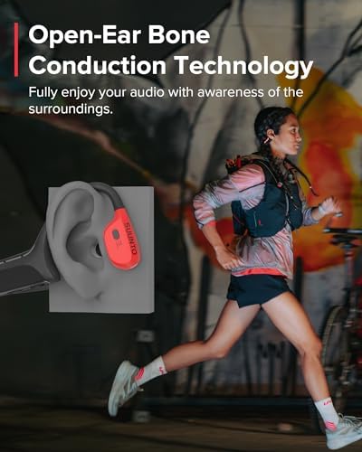 SUUNTO Wing Open-Ear Bone Conduction Headphone, Bluetooth Wireless Sport Headphone w/Head Movement Control, Built-in HD Mic, IP67 Sweatproof, Safety Lights, 10H Playtime & 20H w/Charging Stand, Red - Image 4