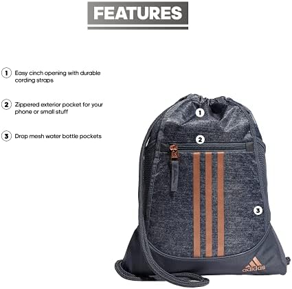 adidas Unisex Alliance 2 Sackpack, Jersey Onix Grey/Rose Gold, One Size - Image 2