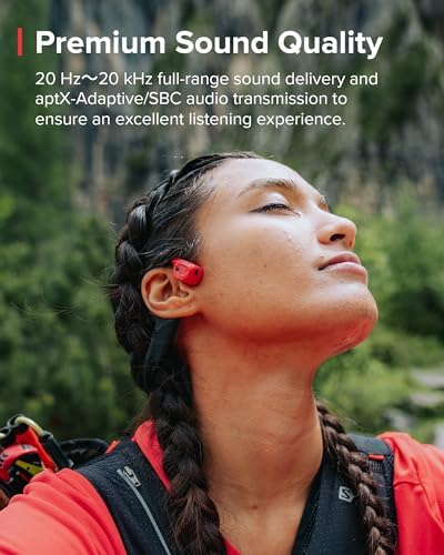 SUUNTO Wing Open-Ear Bone Conduction Headphone, Bluetooth Wireless Sport Headphone w/Head Movement Control, Built-in HD Mic, IP67 Sweatproof, Safety Lights, 10H Playtime & 20H w/Charging Stand, Red - Image 2