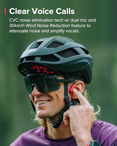 SUUNTO Wing Open-Ear Bone Conduction Headphone, Bluetooth Wireless Sport Headphone w/Head Movement Control, Built-in HD Mic, IP67 Sweatproof, Safety Lights, 10H Playtime & 20H w/Charging Stand, Red - Image 3