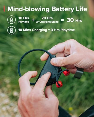 SUUNTO Wing Open-Ear Bone Conduction Headphone, Bluetooth Wireless Sport Headphone w/Head Movement Control, Built-in HD Mic, IP67 Sweatproof, Safety Lights, 10H Playtime & 20H w/Charging Stand, Red - Image 5