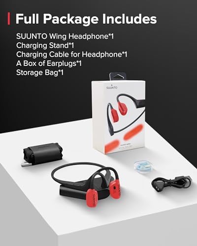 SUUNTO Wing Open-Ear Bone Conduction Headphone, Bluetooth Wireless Sport Headphone w/Head Movement Control, Built-in HD Mic, IP67 Sweatproof, Safety Lights, 10H Playtime & 20H w/Charging Stand, Red - Image 10