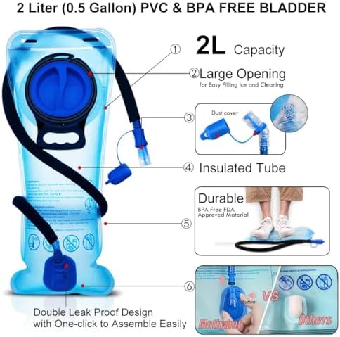 Hydration Backpack Pack, Water Backpack 20L Capacities Included 2L Hydration Bladder, Festival Essential - Rave Hydration Pack Hydropack Hydro for Hiking, Running, Biking, Festival Gear - Image 2