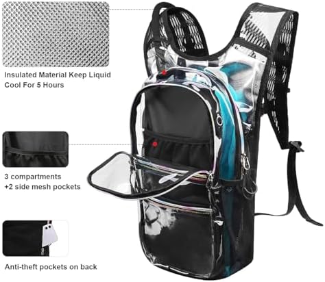 Hydration Backpack Pack, Water Backpack 20L Capacities Included 2L Hydration Bladder, Festival Essential - Rave Hydration Pack Hydropack Hydro for Hiking, Running, Biking, Festival Gear - Image 3